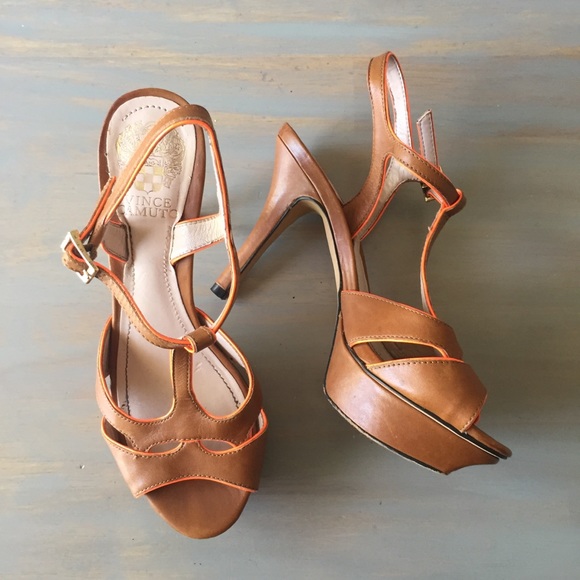 🌻 Vince Camuto Trinna Tan Leather Heels Size 5.5 - Picture 8 of 8
